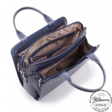 Женская кожаная сумка "Батерфляй" (синяя гладкая кожа)