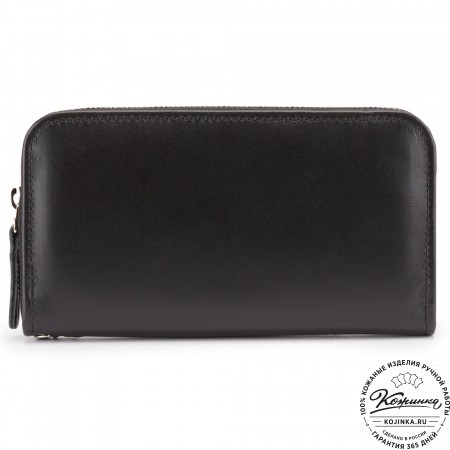 Кожаный клатч "Картер" (чёрная гладкая кожа) 