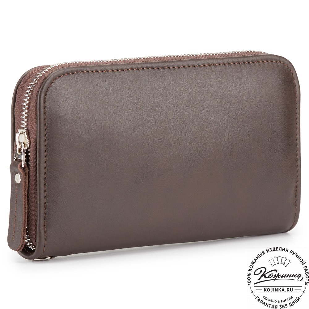 Кожаный клатч "Картер" (коричневая гладкая кожа) 