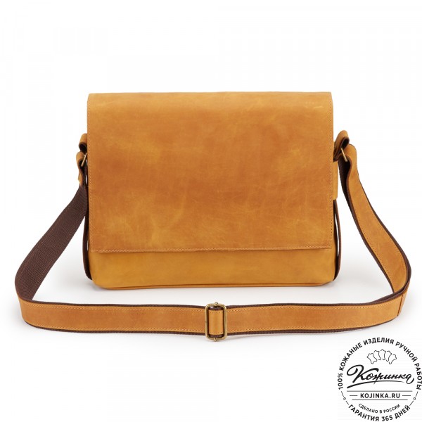 Кожаная сумка "Пабло" (рыжий крейзи). фото 1