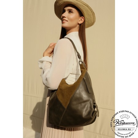  Женская кожаная сумка "Эмилия" (хаки)