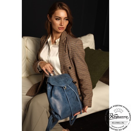 Женский кожаный рюкзак "Паулина" (синий)