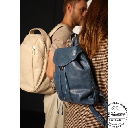 Женский кожаный рюкзак "Паулина" (синий)