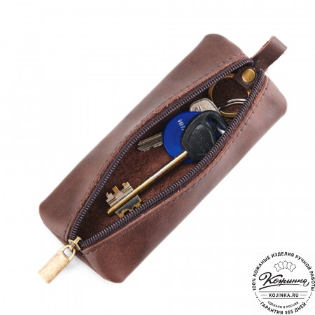 Кожаная ключница «Соло» "Кот в розовом"