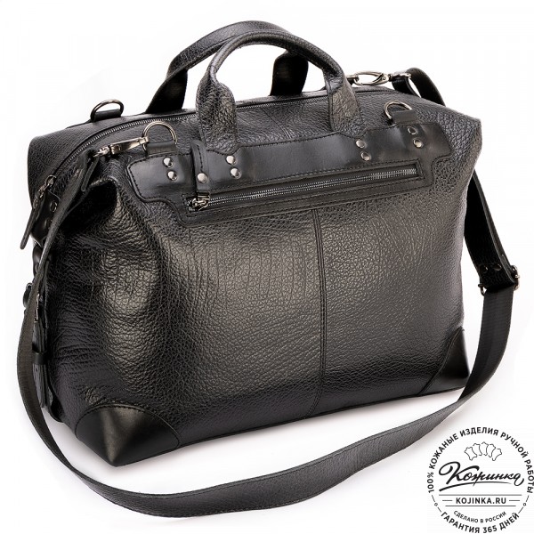 Кожаная дорожная сумка "Сити" (глянец чёрная). фото 1