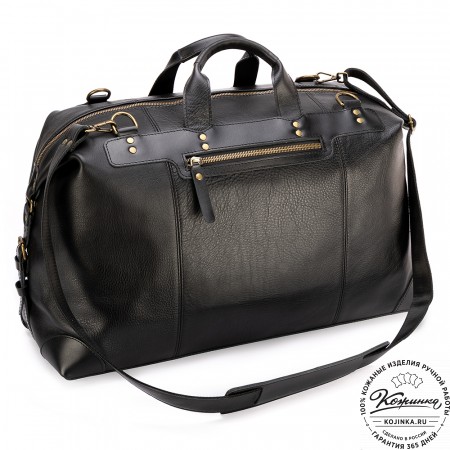Кожаная дорожная сумка "Мегаполис" (чёрная)