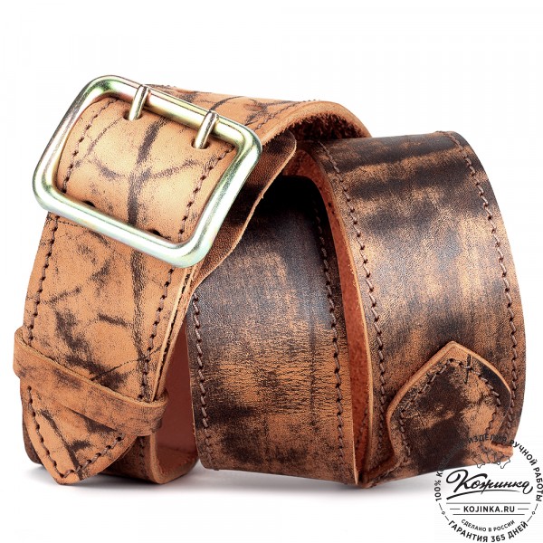 Кожаный ремень "Гренадёр" (старение рыжий). фото 1