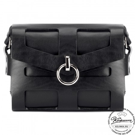 Женская кожаная сумка "Кортни" (чёрная) 