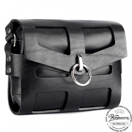 Женская кожаная сумка "Кортни" (чёрная) 