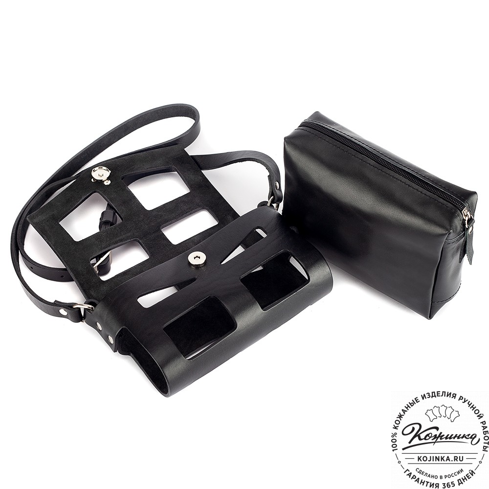 Женская кожаная сумка "Кортни" (чёрная) 