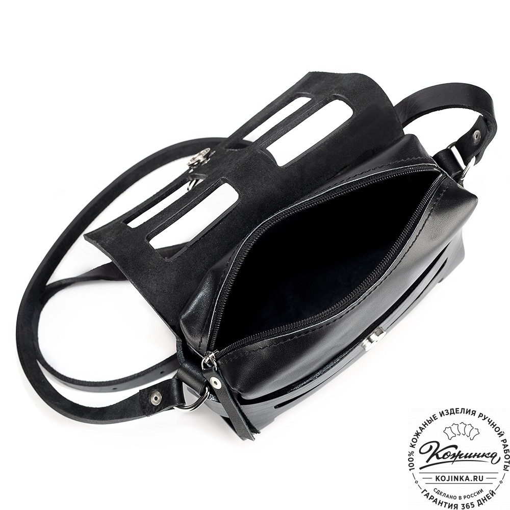 Женская кожаная сумка "Кортни" (чёрная) 