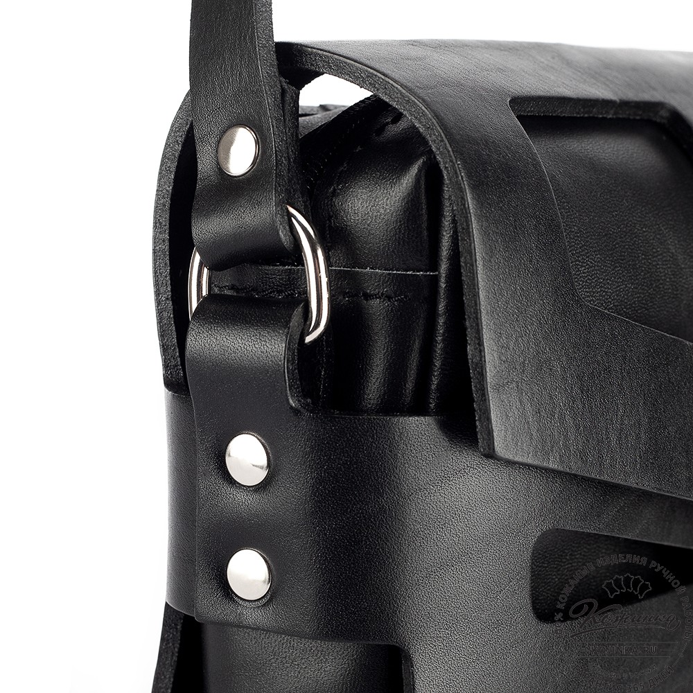 Женская кожаная сумка "Кортни" (чёрная) 