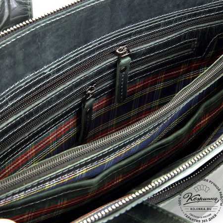 Кожаная деловая сумка "Марк" (изумруд крейзи)