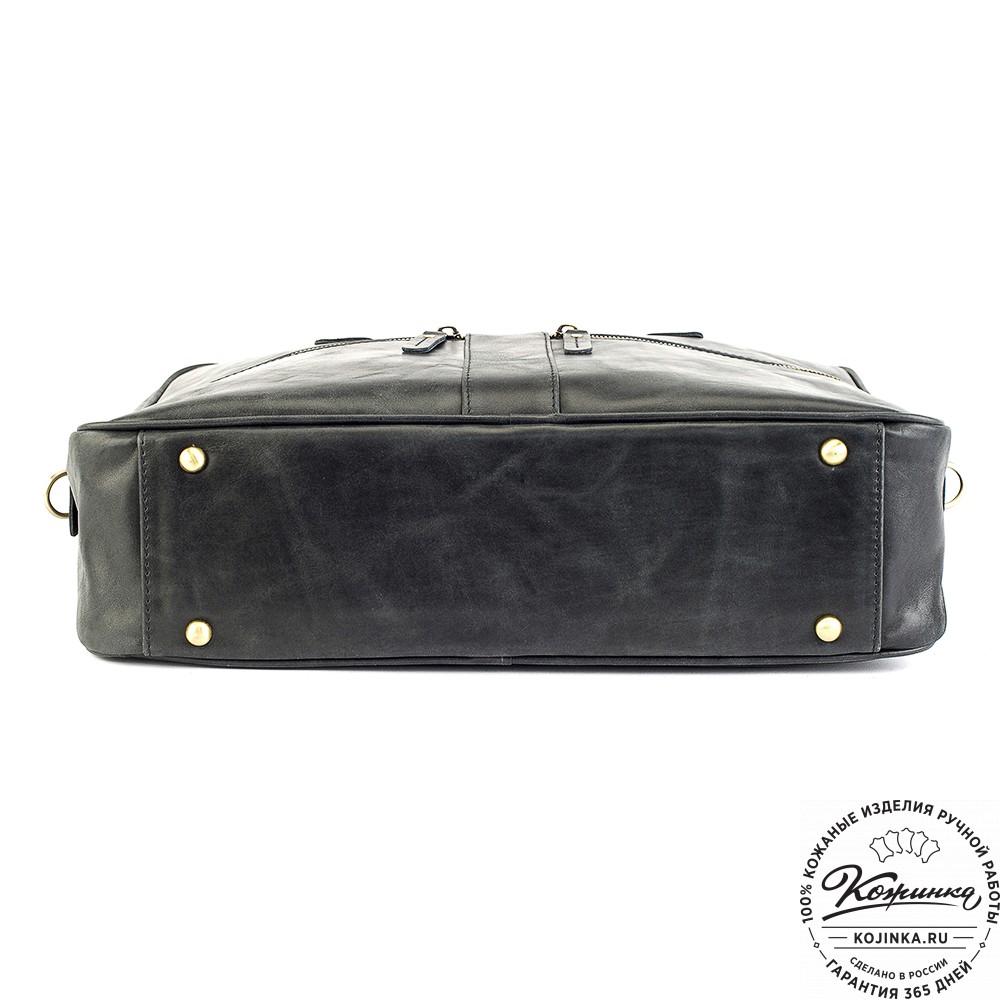 Кожаная деловая сумка "Окленд нью" (чёрный антик)