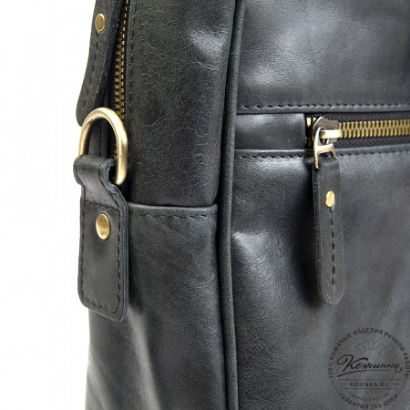 Кожаная деловая сумка "Окленд нью" (чёрный антик)