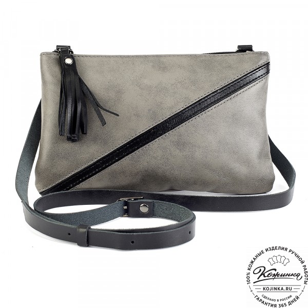 Женская кожаная сумка "Шарлота" (серая). фото 1