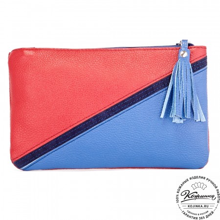 Женская кожаная сумка "Шарлота" (сине-красная)