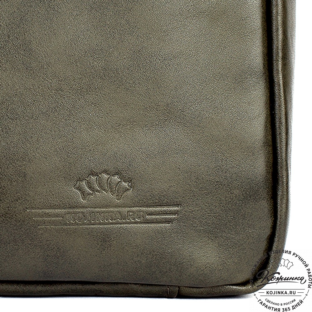 Кожаная деловая сумка "Хантер" (хаки гладкая кожа)