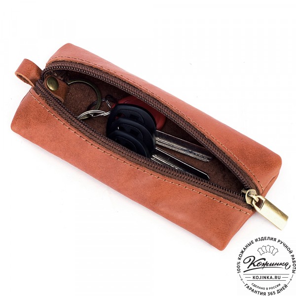 Кожаная ключница "Соло" (рыжая). фото 1