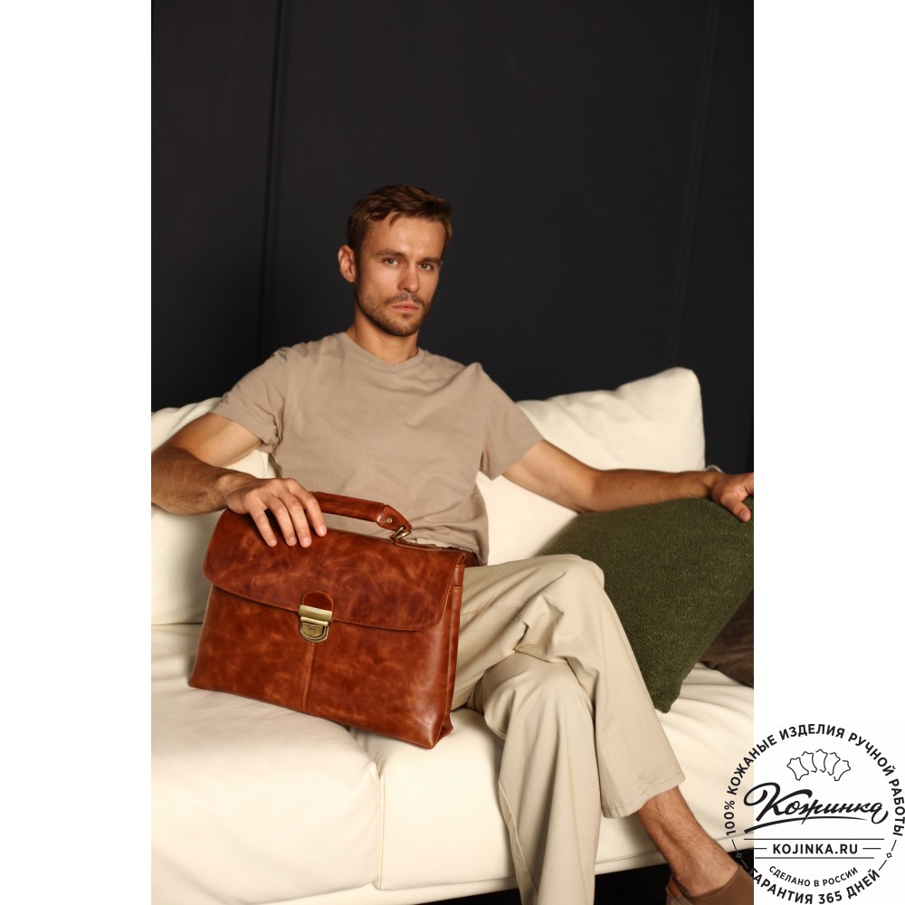 Кожаный портфель "Александрия" (синий антик)