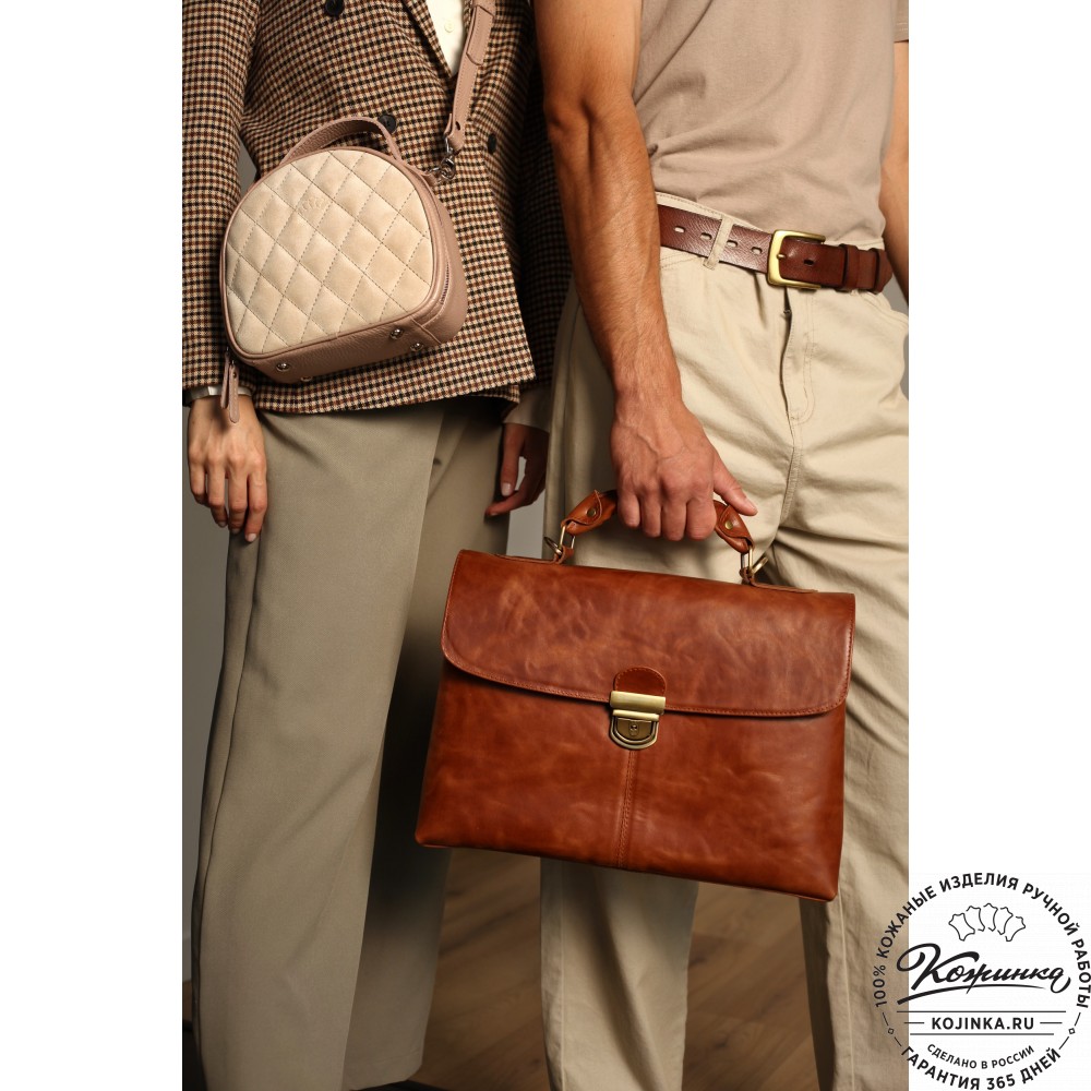 Кожаный портфель "Александрия" (синий антик)