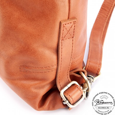 Женский кожаный рюкзак-сумка "Греция" (рыжяя гладкая кожа)