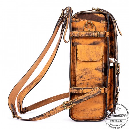 Мужской кожаный рюкзак "Легион" (старение рыжее)