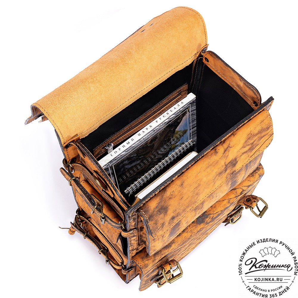 Мужской кожаный рюкзак "Легион" (старение рыжее)