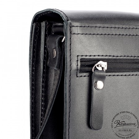 Мужская кожаная сумка "Робин" (черная)