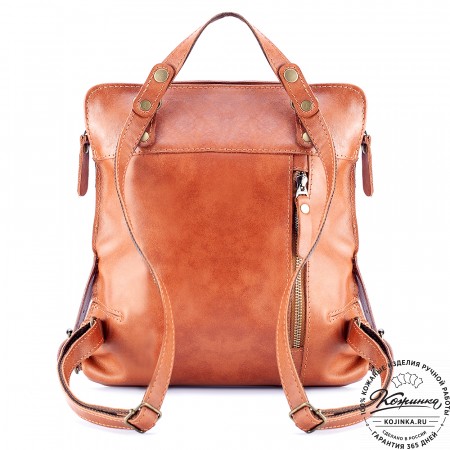 Женский кожаный рюкзак "Салоники" (рыжий)