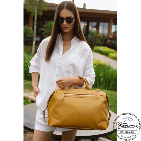 Кожаная дорожная сумка "Сити" (глянец чёрная)