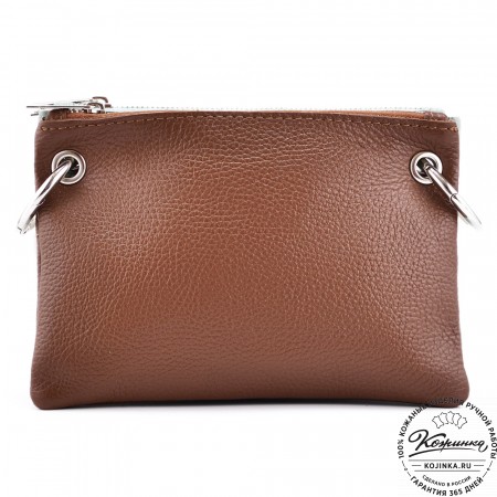 Женская кожаная сумка "Трио" (бежевый/мята/коричневый)