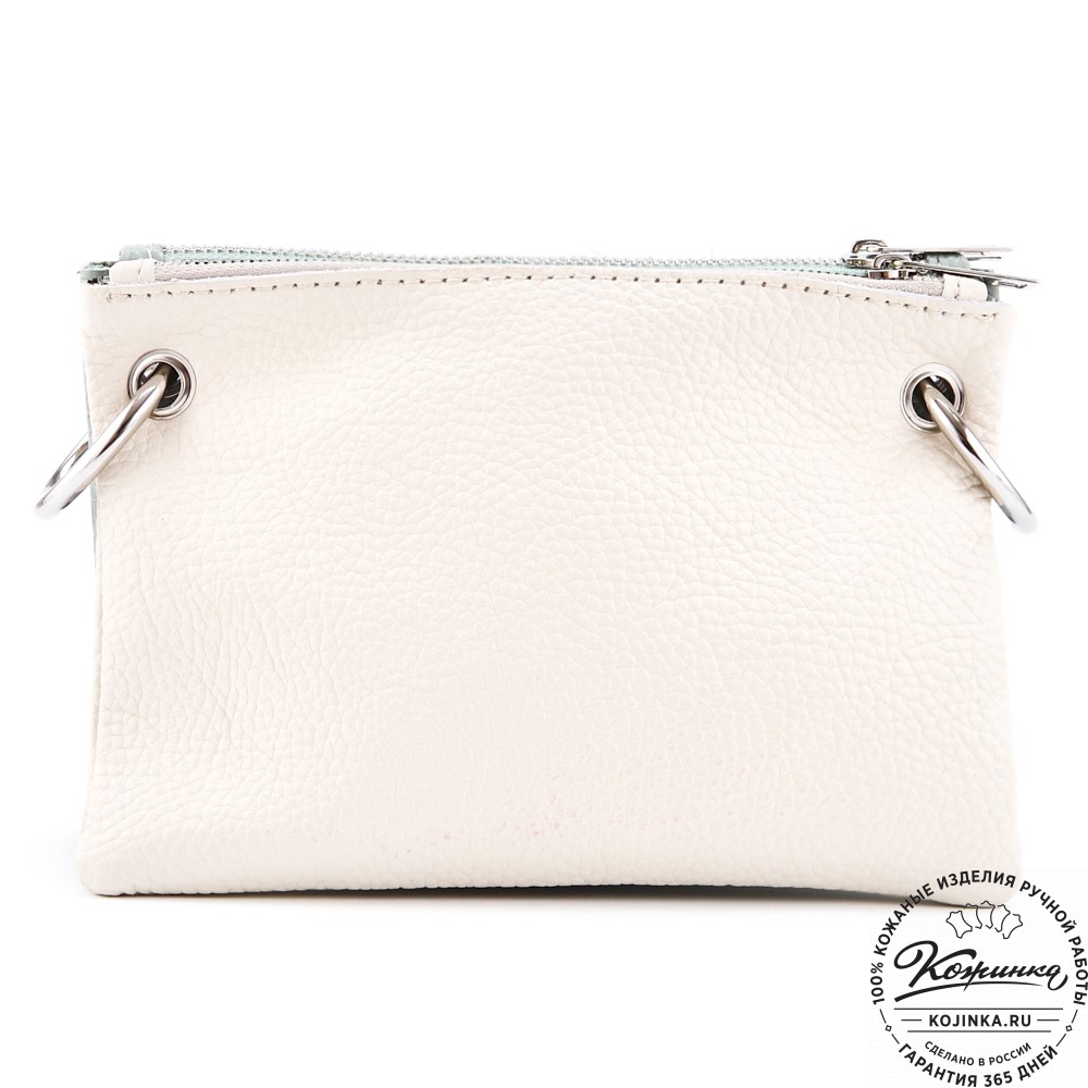 Женская кожаная сумка "Трио" (бежевый/мята/коричневый)