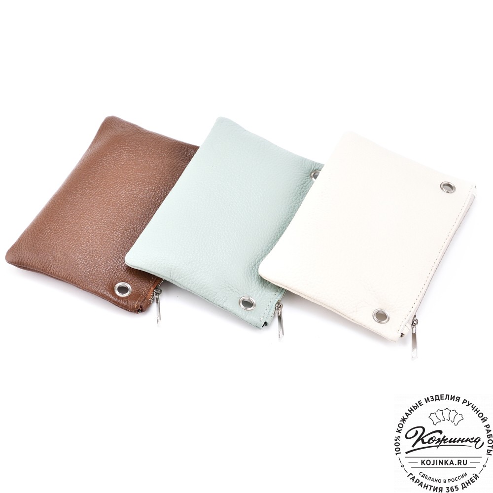 Женская кожаная сумка "Трио" (бежевый/мята/коричневый)