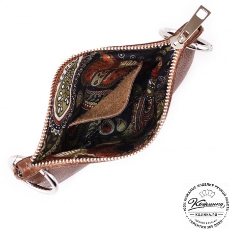 Женская кожаная сумка "Трио" (бежевый/мята/коричневый)