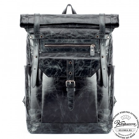 Мужской кожаный рюкзак "Орландо" (чёрный антик)