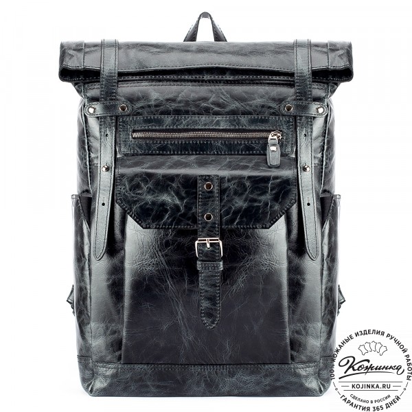 Мужской кожаный рюкзак "Орландо" (чёрный антик). фото 1