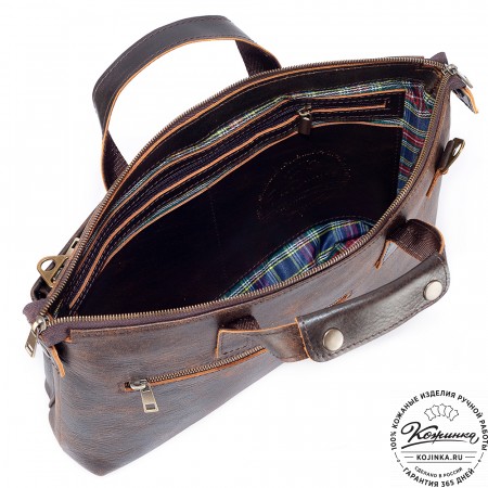 Кожаная деловая сумка "Стюарт" (коричневый эксклюзив)