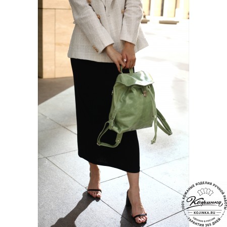 Женский кожаный рюкзак "Паулина" (синий)