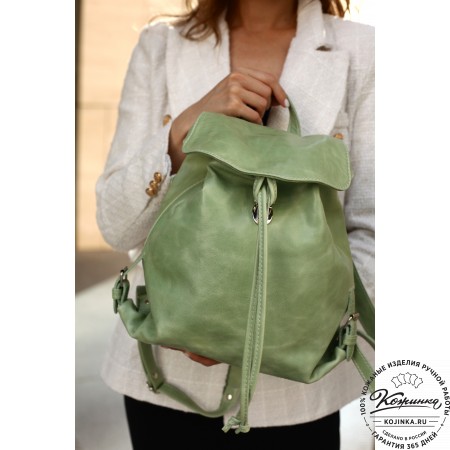 Женский кожаный рюкзак "Паулина" (синий)