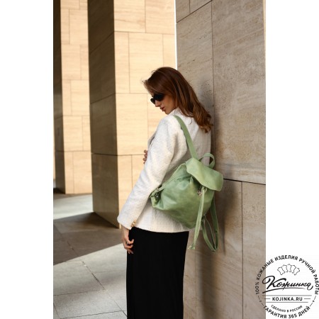 Женский кожаный рюкзак "Паулина" (синий)