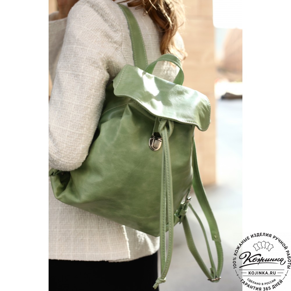 Женский кожаный рюкзак "Паулина" (синий)