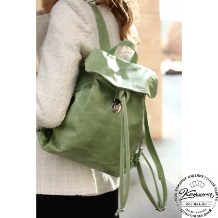 Женский кожаный рюкзак "Паулина" (синий)