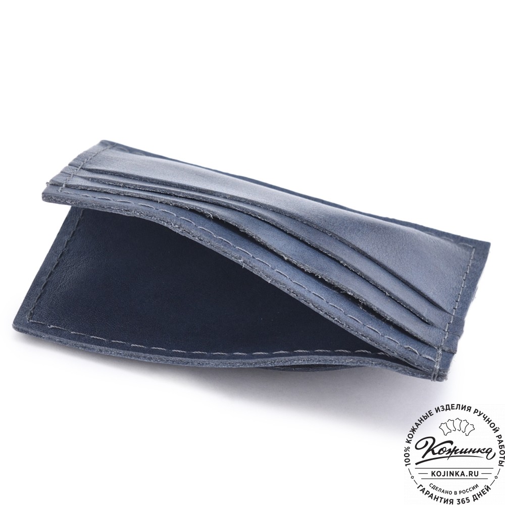 Кожаный картхолдер "Вавилон" (синий)