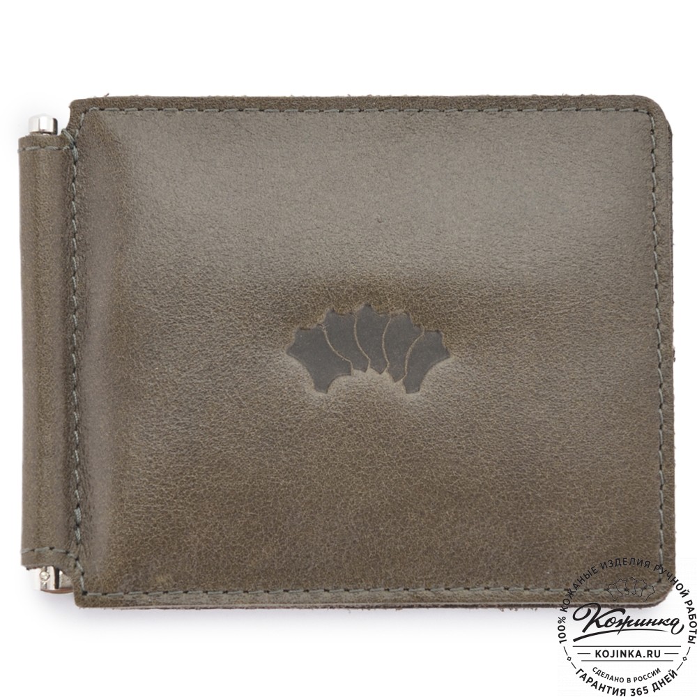 Кожаный зажим для денег Бремен (олива)