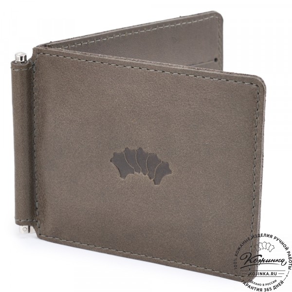 Кожаный зажим для денег Бремен (олива). фото 1
