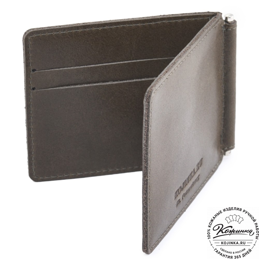 Кожаный зажим для денег Бремен (олива)