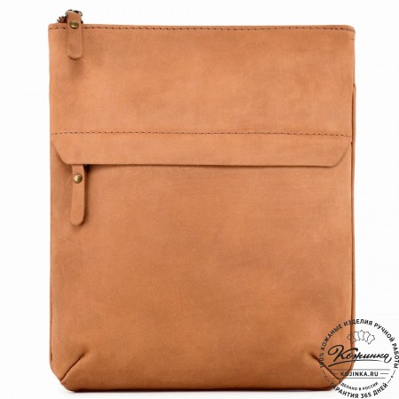  Мужская кожаная сумка "Говард" (песочный крейзи)