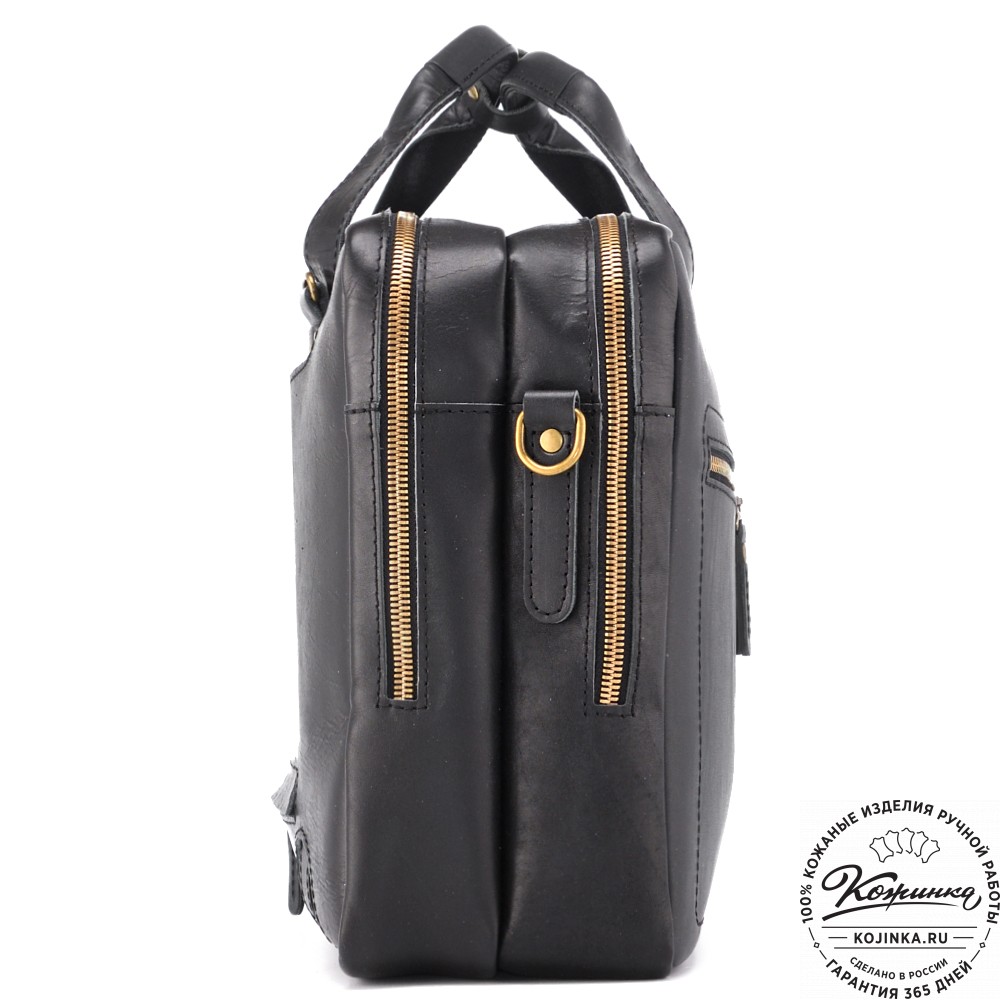 Кожаная мужская сумка-рюкзак "Генри" (чёрная)