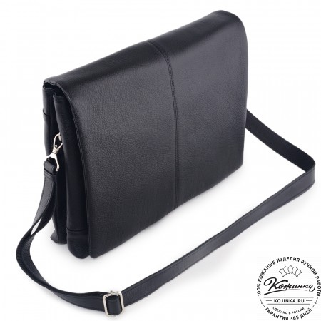  Кожаная сумка через плечо "Бавария" (черная) 